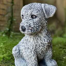 Stone Border Terrier Sculpture Concrete Dog Statue Outdoor Memorial Pet Decoration Cement Garden Ornament Dog Lover Gift Front Door Art - thumbnail 2