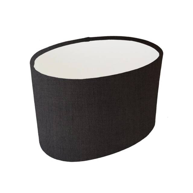 Charcoal Grey Oval Lampshade in Linen With White Lining, Textured Lightshade - image 1