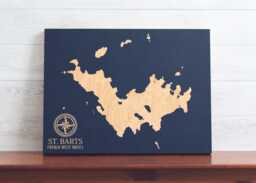 st. Barts Map - Engraved Wood Coastal Chart Wall Art Sign, Beach Home Decor Nautical Island Life Print, Unique Personalized Family Gift - thumbnail 1