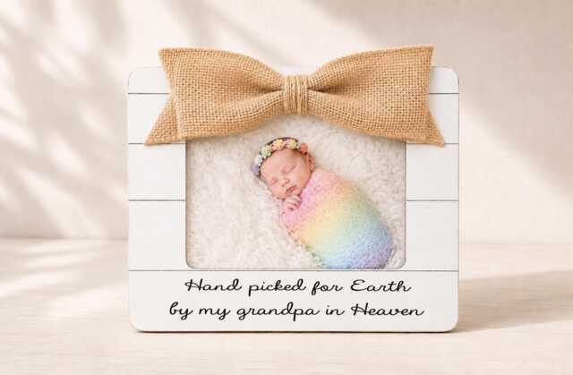 Hand Picked For Earth By My Grandpa in Heaven Frame Rainbow Baby Gift Newborn Picture Memorial Nursery Keepsake Photo - image 1