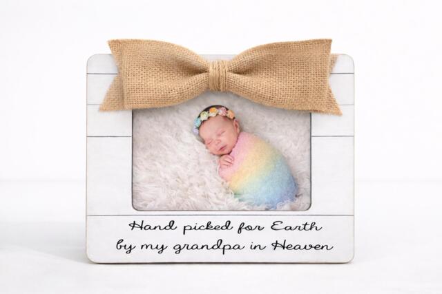 Personalized Baby Frame Hand Picked By Grandpa in Heaven New Keepsake Spiritual Gift From By Grandma Grandparents - image 1