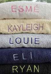 Personalized 600Gsm Cotton Towel Embroidered Name, Popcorn Weave - thumbnail 1