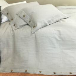 stone Grey Duvet Cover With Wood Button Closure Handmade in Natural Linen Flax, Neutral Color , Linen Bedding - thumbnail 3