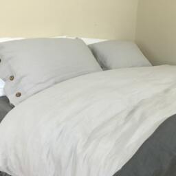 stone Grey Duvet Cover With Wood Button Closure Handmade in Natural Linen Flax, Neutral Color , Linen Bedding - thumbnail 2