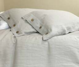 stone Grey Duvet Cover With Wood Button Closure Handmade in Natural Linen Flax, Neutral Color , Linen Bedding