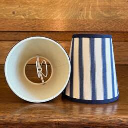 Classic Ian Mankin Navy Ticking Stripe - Handmade Candle Clip Lampshade For Wall Lights/Chandeliers - thumbnail 2