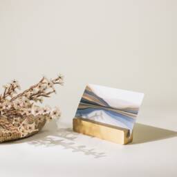 Brushed Brass Business Card Holder, Display Stand, Office Accessories