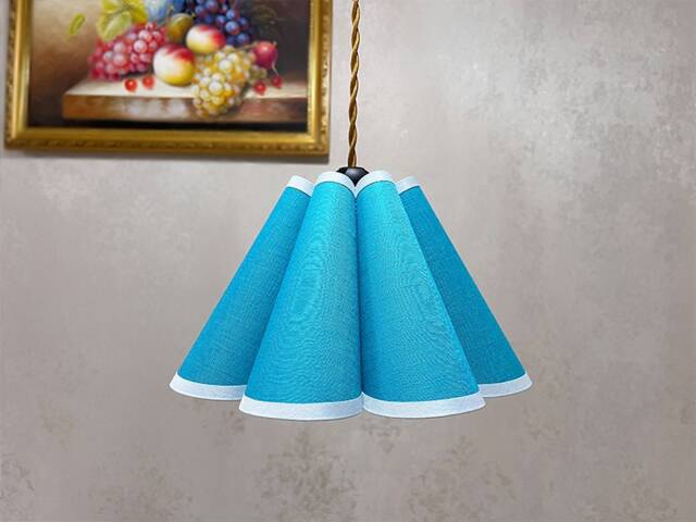 Nursery Fabric Petal Lampshade, Handmade Pleated Lamp Shade For Table Lamp, Blue Shades Room Decor, Available in 14 Color - image 1