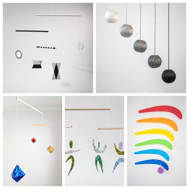 Montessori Mobile Set Of 5 - Munari, Gobbi, Dancers & Rainbow For Newborn Visual Development Nursery Decor - image 1