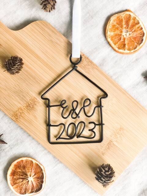 Personalised First Home Gift, Wire Words, New Bauble, Gift For Couples, Christmas Tree Bauble - Hanging Ornament - image 1