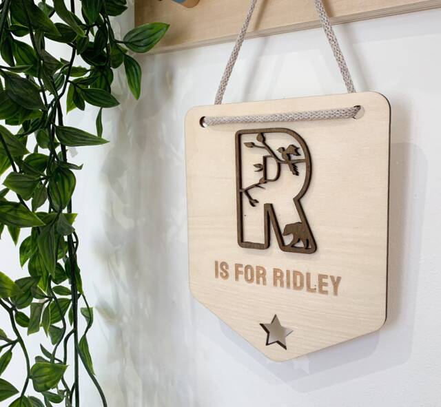 Custom Initial Plaque, Name Sign Wood, Animal Sign, Personalised Name Sign, Safari Theme Decor, Fairy Wall Art, Unicorn, Fairy, Ocean - image 1
