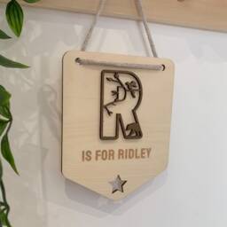 Custom Initial Plaque, Name Sign Wood, Animal Sign, Personalised Name Sign, Safari Theme Decor, Fairy Wall Art, Unicorn, Fairy, Ocean - thumbnail 2