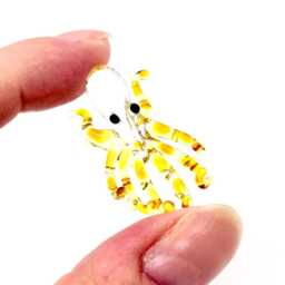 Miniature Hand Blown Glass Baby Octopus Little Animal Yellow Orange Figurine Tiny Statue Small Decoration Collectible Painted Mini Figure - thumbnail 4