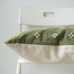 Custom Sage Green Pillow Cover Hmong Batik Textile - thumbnail 3