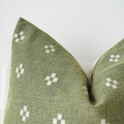 Custom Sage Green Pillow Cover Hmong Batik Textile - thumbnail 2