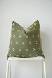 Custom Sage Green Pillow Cover Hmong Batik Textile - thumbnail 1