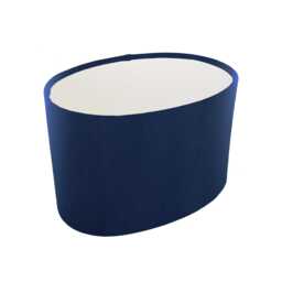 Navy Oval Drum Lampshade in Velvet With White Lining Lightshade - thumbnail 1
