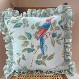 Handmade Linen Ruffle Cushion in Colefax & Fowler Ashdown Chinoiserie Print Including Feather Insert - thumbnail 2