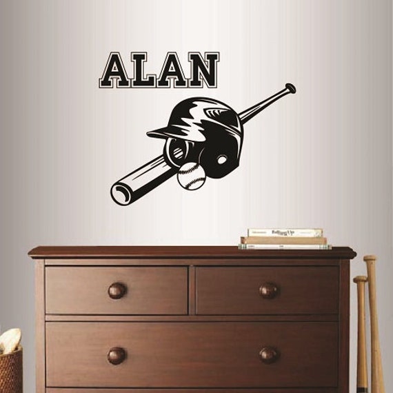 In-Style Decals Wall Vinyl Decal Home Decor Art Sticker Baseball Bat Ball Helmet Sports Sportsman Custom Name Boy Man Teen Mural Design 5 - image 1