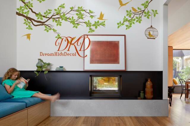 Tree Wall Decal Sticker-Corner Tree Branch Over Bed With Birds Nursery Wall Decal Art - image 1
