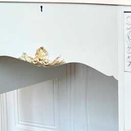 French Style Vanity Set Vintage Ornate Dressing Table With Mirror & Stool - thumbnail 2