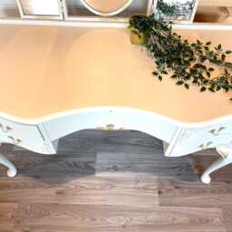 French Style Vanity Set Vintage Ornate Dressing Table With Mirror & Stool - thumbnail 4