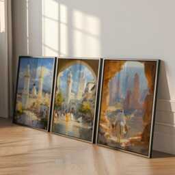 Set Of 3 Algeria Posters, North Africa Travel Wall Art, Desert Landscape Print Set, Modern Home Decor, Warm Earth Tone Artwork - thumbnail 3