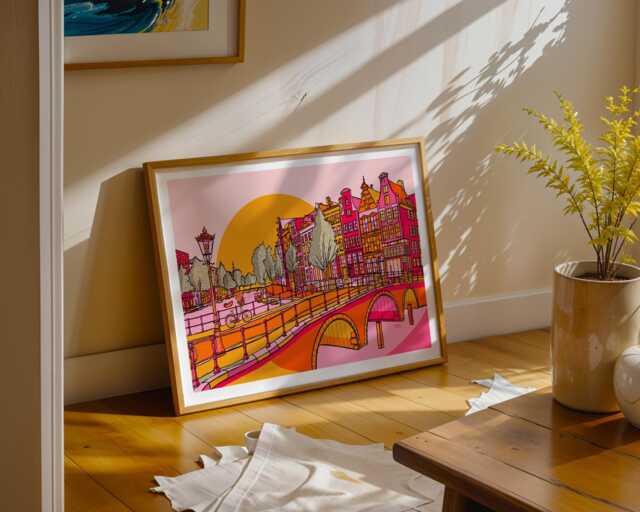 Amsterdam Art Print Bright Dutch Travel Poster - image 1