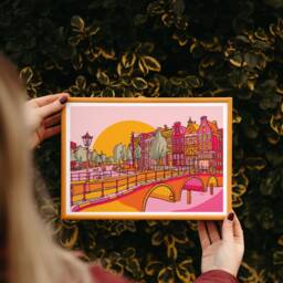 Amsterdam Art Print Bright Dutch Travel Poster - thumbnail 3