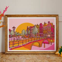 Amsterdam Art Print Bright Dutch Travel Poster - thumbnail 2