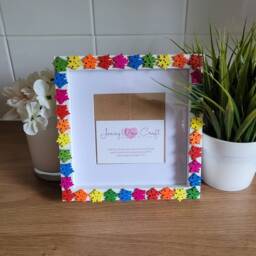 Rainbow Snowflake Wooden Button Photo Frame 6 X Inches - thumbnail 1