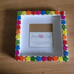 Rainbow Snowflake Wooden Button Photo Frame 6 X Inches - thumbnail 2