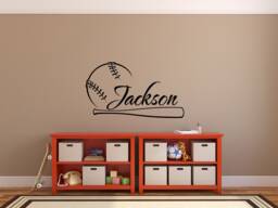 Personalized Baseball Name Wall Decal - Nursery, Teen Room Decor P56 - thumbnail 1