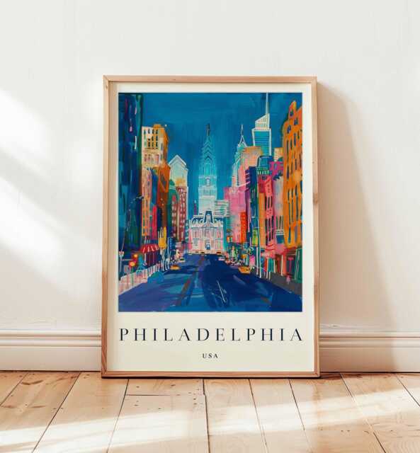 Philadelphia Travel Poster Historic City Of Brotherly Love Wall Art - image 1