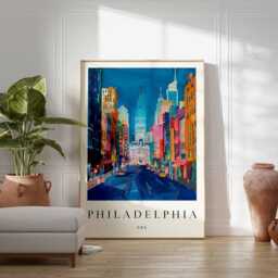 Philadelphia Travel Poster Historic City Of Brotherly Love Wall Art - thumbnail 2