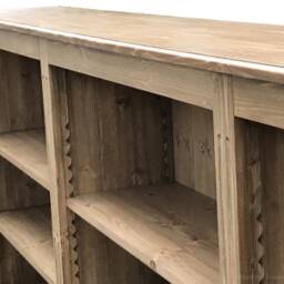 Handcrafted 8Ft Wide Solid Wood Low Bookcase, 3 Bay Adjustable Storage Bookshelves - thumbnail 3