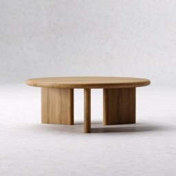 Wood Coffee Table For Living Room - Unique Round Large Oak Mid Century Modern - thumbnail 2
