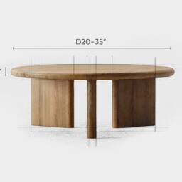 Wood Coffee Table For Living Room - Unique Round Large Oak Mid Century Modern - thumbnail 4