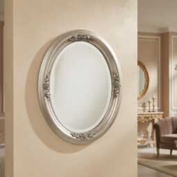 Classic Oval Wall Mirror With Gold Leaf - Made in Italy Victorian Baroque 77x97 cm Entrance Bedroom - thumbnail 4