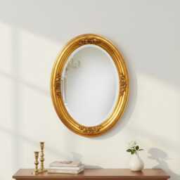 Classic Oval Wall Mirror With Gold Leaf - Made in Italy Victorian Baroque 77x97 cm Entrance Bedroom