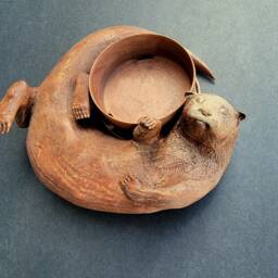 Original Otter Bowl, Flower Pot, Succulent Planter, 3D Printed, Wooden Dish - thumbnail 3