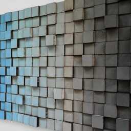 Reclaimed Wood Mosaic Wall Art - Blue Grey Ombre - thumbnail 2