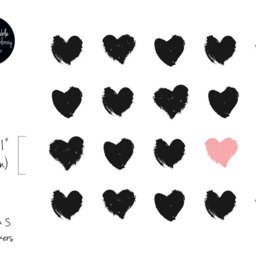 Hand Drawn Heart Wall Decal, Hand Made Sticker, Graphic Decor Set, Wallpaper Effect Decor, Black Hearts Decal #12S - thumbnail 2