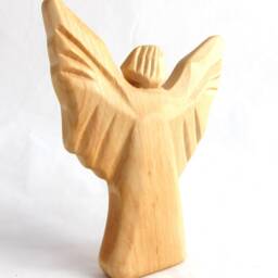 Hand Carved Wooden Angel Figurine Archangel Michael Religious Art - thumbnail 2