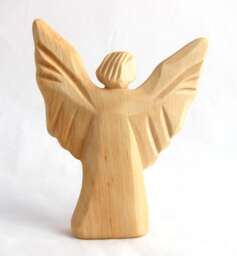 Hand Carved Wooden Angel Figurine Archangel Michael Religious Art - thumbnail 1