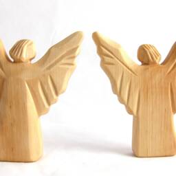Hand Carved Wooden Angel Figurine Archangel Michael Religious Art - thumbnail 3