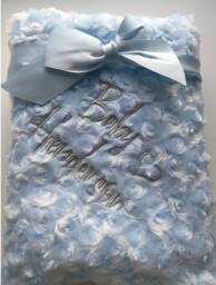 Personalised Baby Blanket Embroidered .this Pretty Rose Bud New Born Boy, Girl Blanket, Keepsake Gift - thumbnail 1