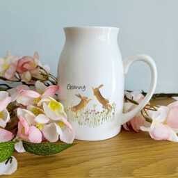 Boxing Hares Flower Jug - Brown Hare Vase British Wildlife Design Gifts For Her Milk - thumbnail 2