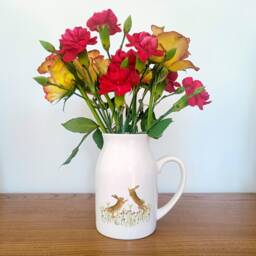 Boxing Hares Flower Jug - Brown Hare Vase British Wildlife Design Gifts For Her Milk - thumbnail 1