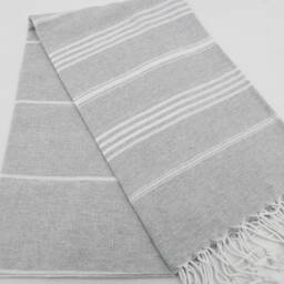"Turkish Towel, Light Gray Towel, Hammam Towel, Sauna Towel, Turkish Bath Towel, Striped Towel, Pool Towel, 36""x67" - thumbnail 3
